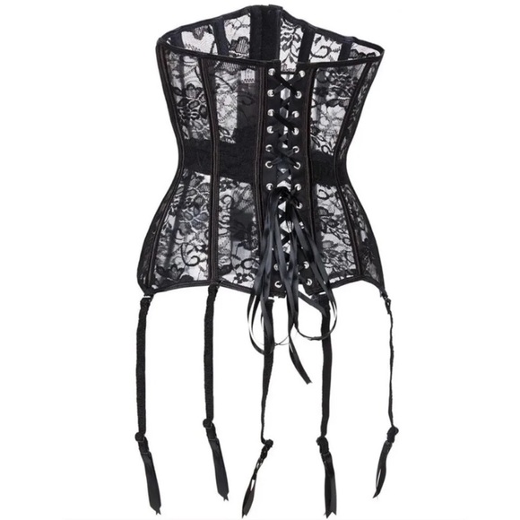 SHEIN Other - Shein Womens Lace Up Grommet Floral Lingerie Corset Waist Black Size Large New